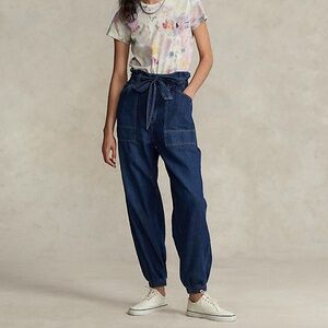 Polo Ralph Lauren Belted Denim Jogger Cargo Pant, Size 27, NWT